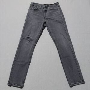 Levi’s Premium 501 Skinny Jeans Gray Denim Distressed Slim Fit Big E 26x28